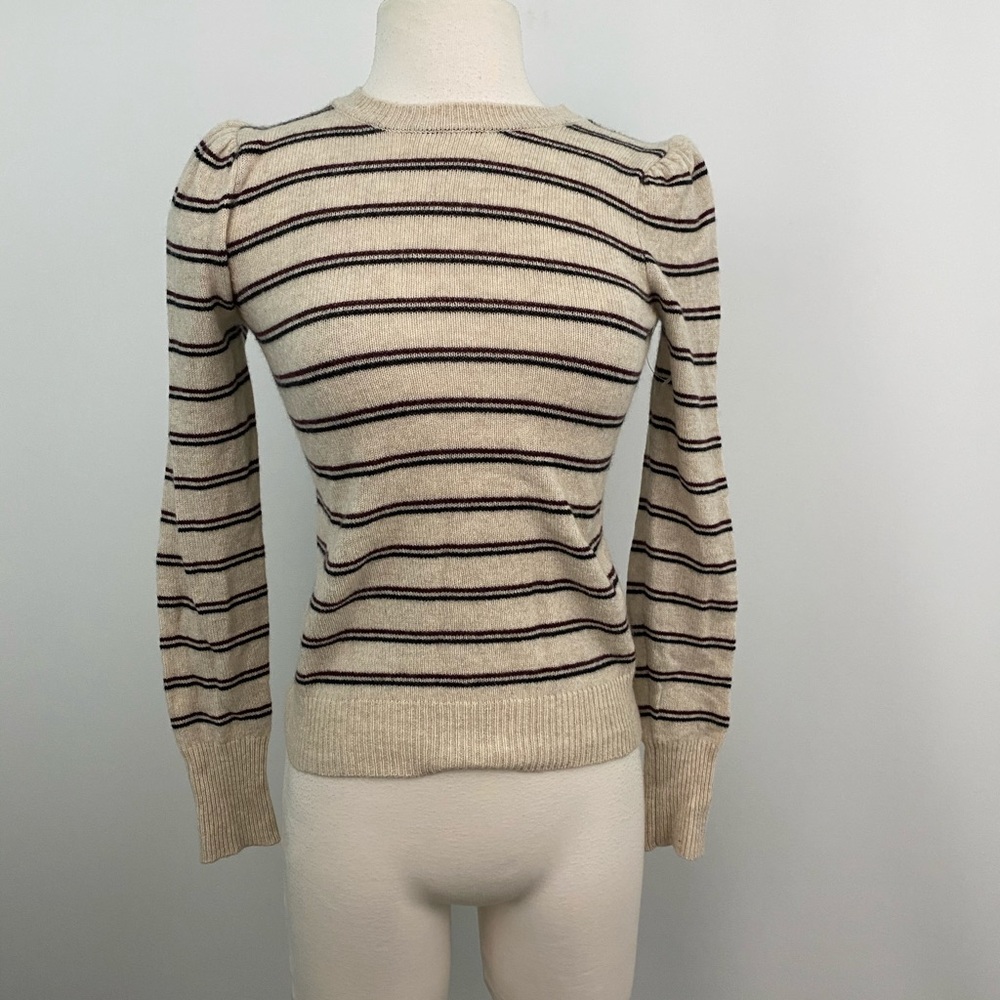 NWT FRAME shirred stripe cashmere sweater sz- XS - Picture 2 of 6